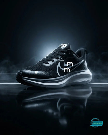 Black and white Mesmerizee premium running mesh sneakers for men with comfortable sole.