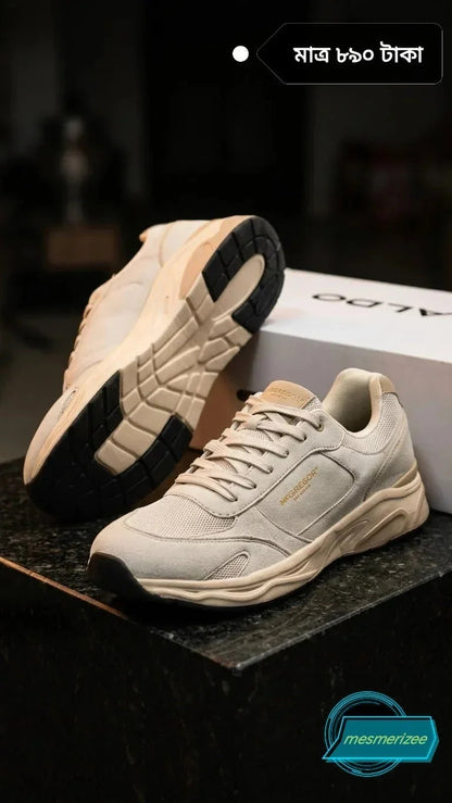 Mesmerizeecom MC Light Ash premium running mesh sneakers for men in beige color.