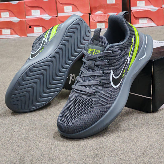 Mesmerizeecom dark grey premium running mesh sneakers for men with comfortable soles.