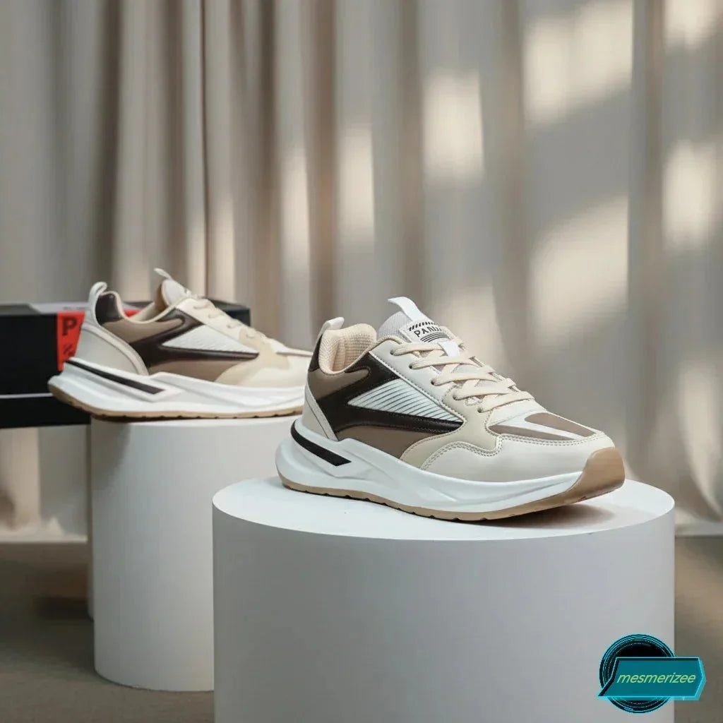 Mesmerizee Ultra-Comfort Premium Cream Running Mesh Sneakers for Men
