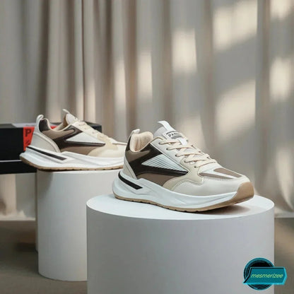 Mesmerizee Ultra-Comfort Premium Cream Running Mesh Sneakers for Men