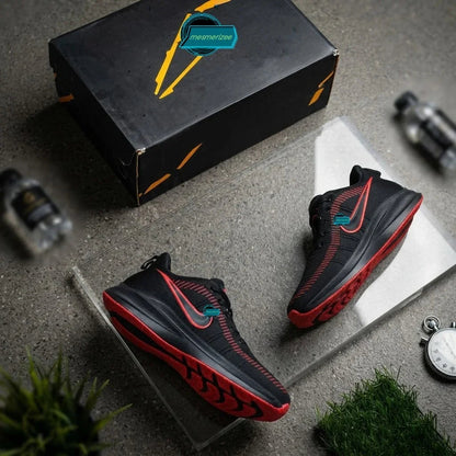 Black Mesmerizee premium running mesh sneakers for men with red soles