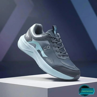 Mesmerizeecom dark grey and pastel blue premium running mesh sneakers for men.