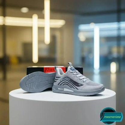 Mesmerizeecom Ultra-Comfort Premium Running Mesh Sneakers for men in grey.