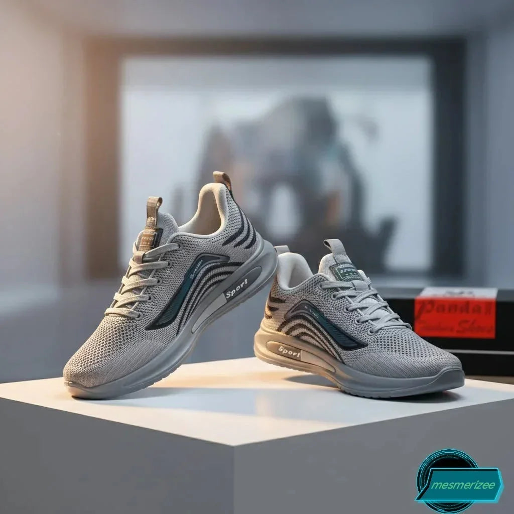 Mesmerizeecom Ultra-Comfort Premium Running Mesh Sneakers for Men in grey.